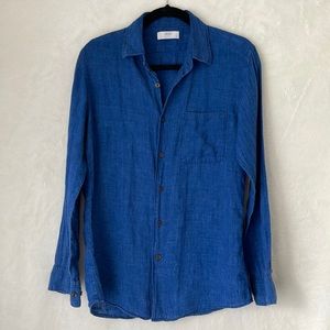 Uniqlo Blue Linen Button Long sleeve Shirt size M